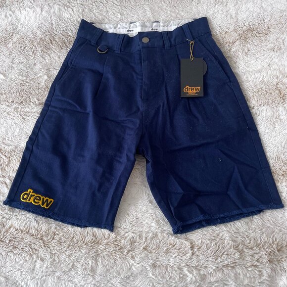 Drew House Stretch Twill Pleated Short in Navy size 28